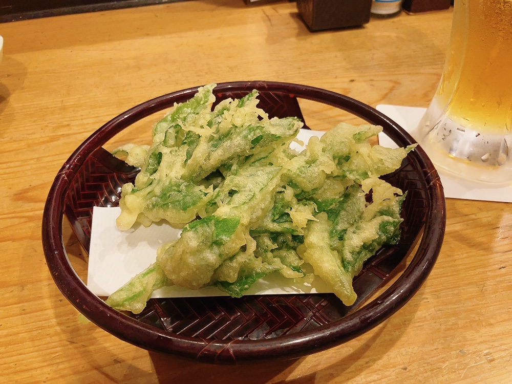 伊豆大島名物・寿司光の明日葉の天ぷら
